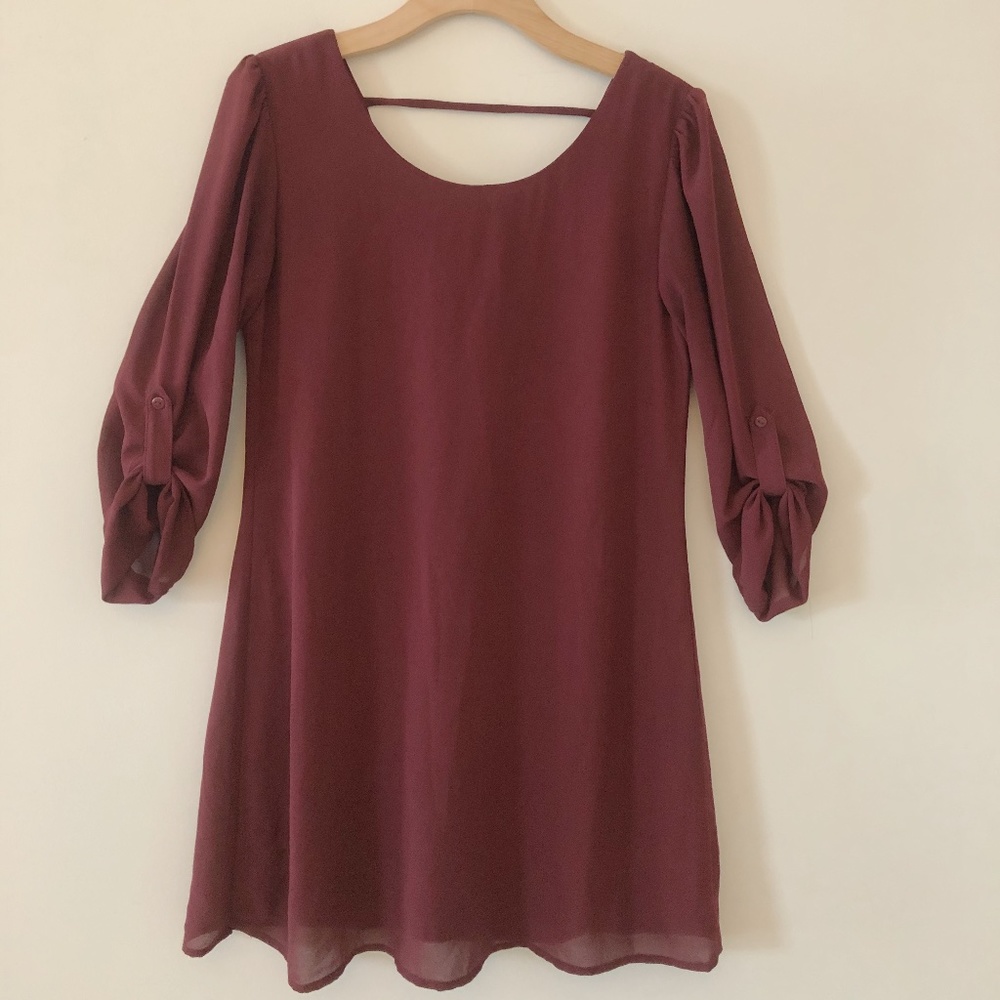 Maroon Quarter/Long Sleeve Dress
